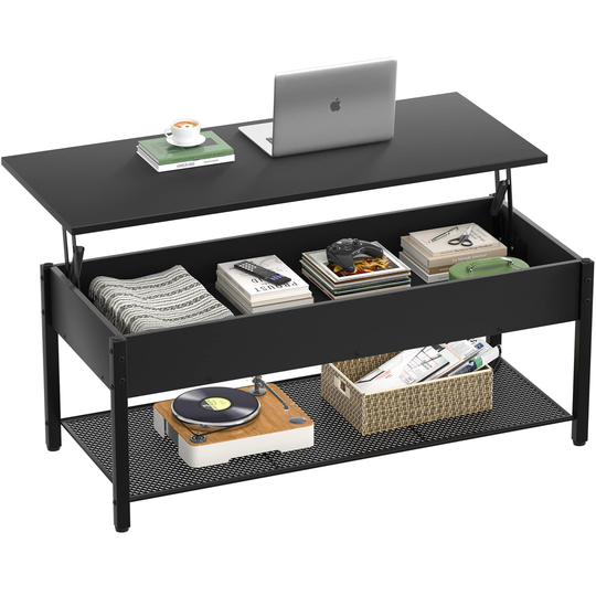 Coffee Table, Lift Top Coffee Table with Storage Shelf and Hidden Compartment, Modern Lift Top Table