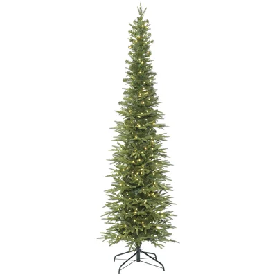 Pencil 3.5' Green Fir Artificial Christmas Tree with 150 LED Clear/White Lights with Stand
