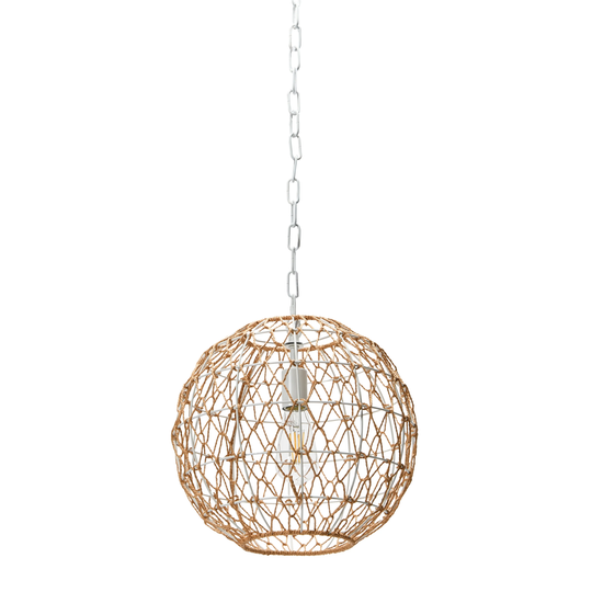 Robert Stevenson Lighting Alaina - Natural Paper Rope and Metal Ceiling Light - 14L x 14W x 76H