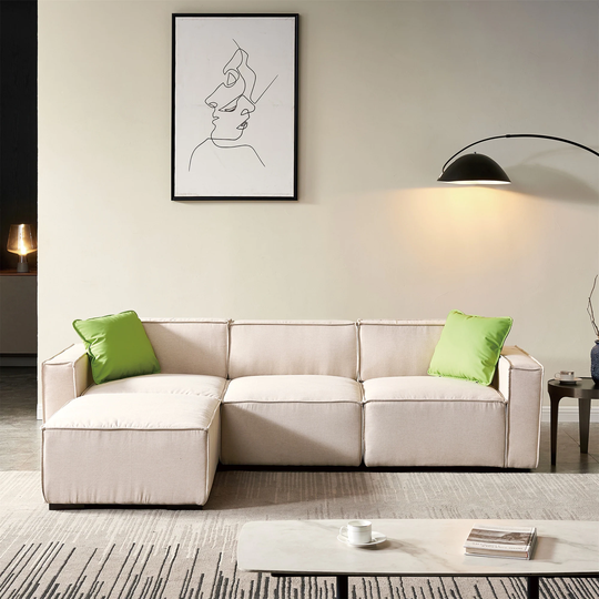 4-Piece L-Shaped Modern Fabric Modular Sectional Sofa