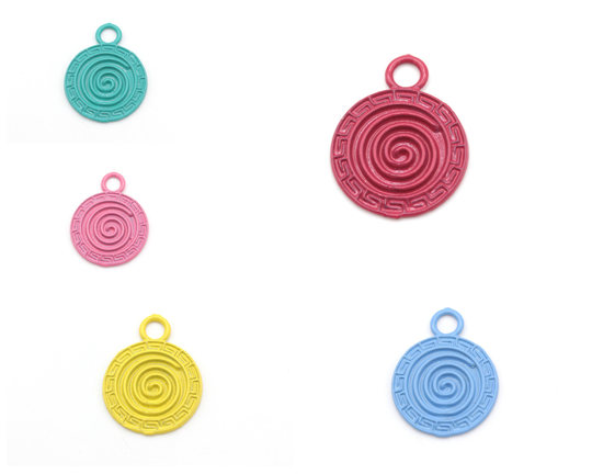 2 Pcs Colored Loop Round Jewelry, Circles Necklace Charms, Medallion, | 18x24mm Crld-21