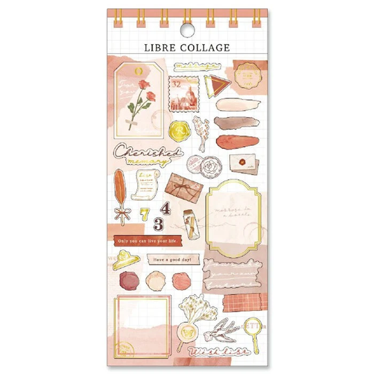 Mind Wave Collage Gold Foil Sticker - Terracotta