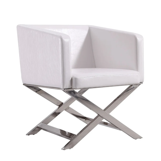Manhattan Comfort Hollywood Polished Chrome Faux Leather Lounge Accent Chair