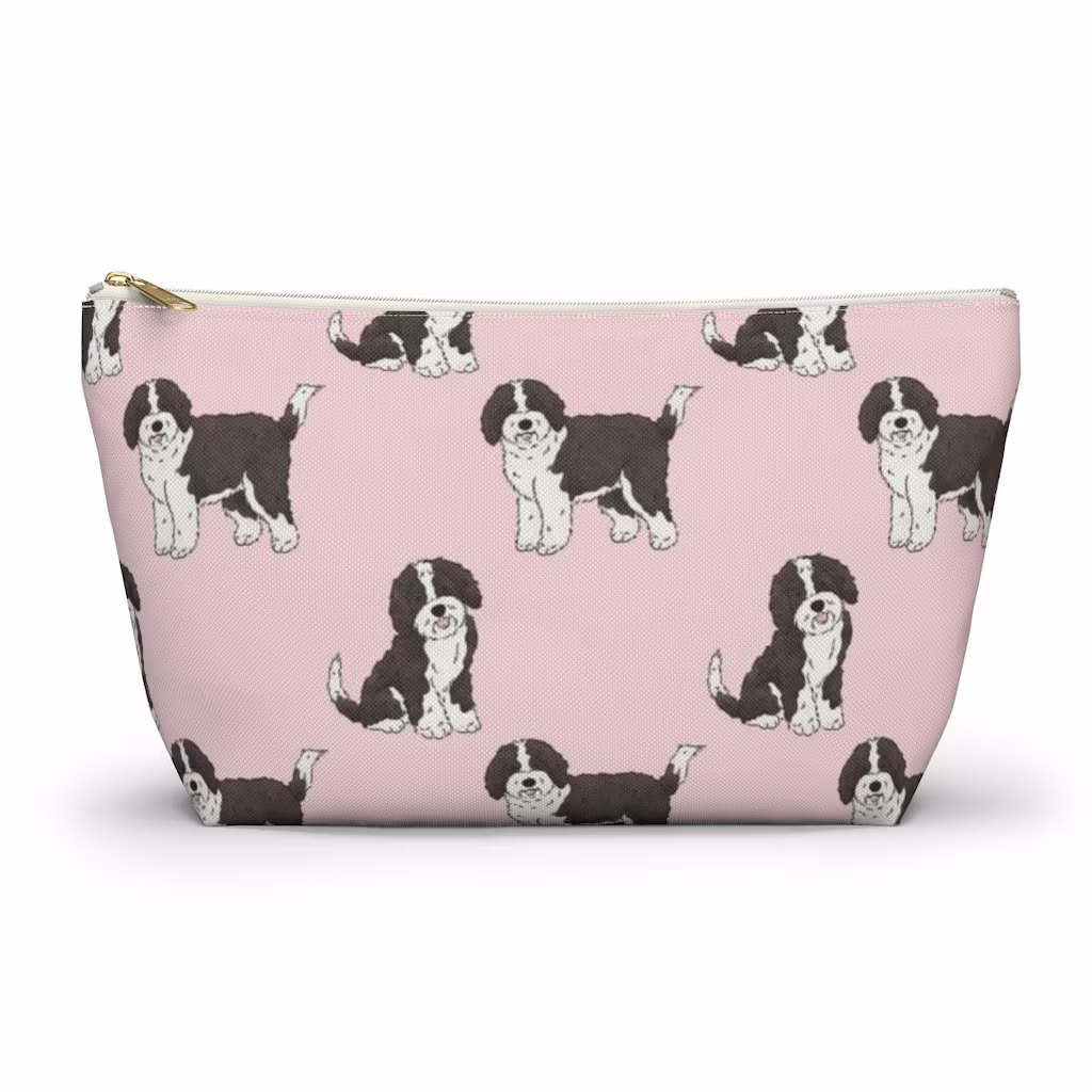 Sheepadoodle Pouch, Pencil Case, Dog Custom Teacher Bridesmaid Cosmetic Bag, Sheep Doodle Mom Makeup Accessory Pouch