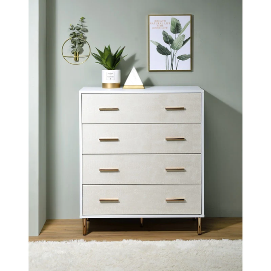 White Modern 4-drawer Storage Chest-32"L x 16"W x 37"H