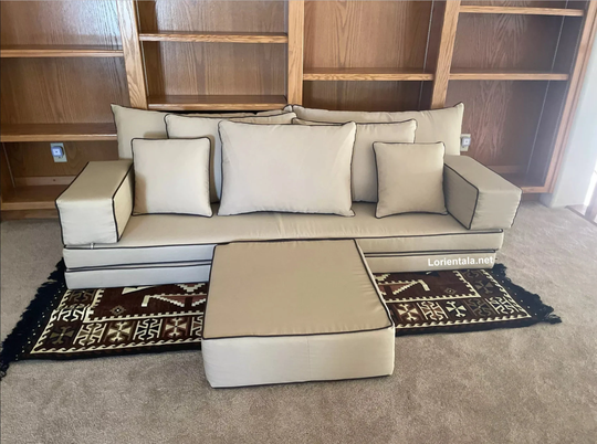 8" Thick Floor Beige Brown Outdoor Sofa Living Room Oriental Cushion Seating Cat Dog Seat Bed Palette Pillows Furniture Bench Couch Cover
