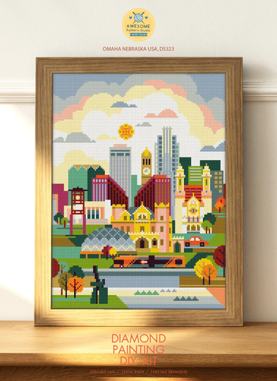 Omaha Nebraska USA Ds323, Diamond Painting Diy Kit | City Pattern USA Diy
