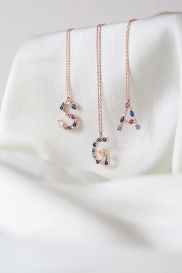 Rainbow Letter Necklace, Colorful Necklace, Initial Necklace, Personalized Jewelry, Valentine's Day