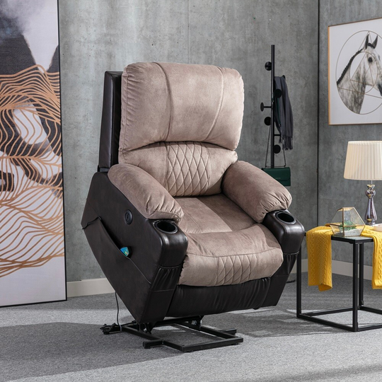 Power Lift Recliner Chair with Heated and Vibration Massage with USB Port, 2 Cup Holders