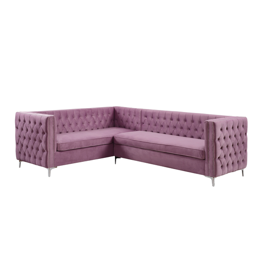 L-Shape Tufted Sectional Sofa in Velvet