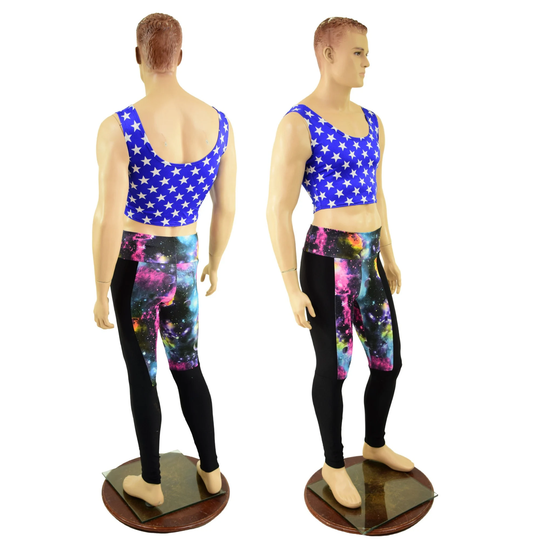 Mens Blue & White Star Print Crop Top 157877