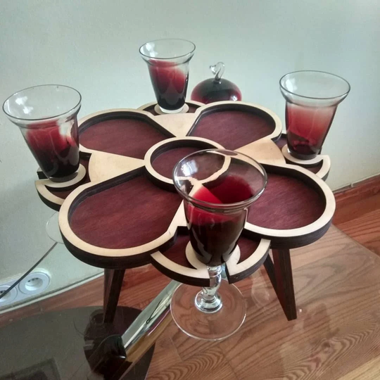 Wine Picnic Table, Folding Outdoor Wooden Boho Furniture