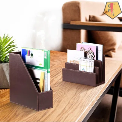 Magazine Files Holder With Pencil Cup, Sticky Note Dispenser, Letter Mail Sorter,Desk Organizers And Accessories, Office Supplies Workspace Storage Ca