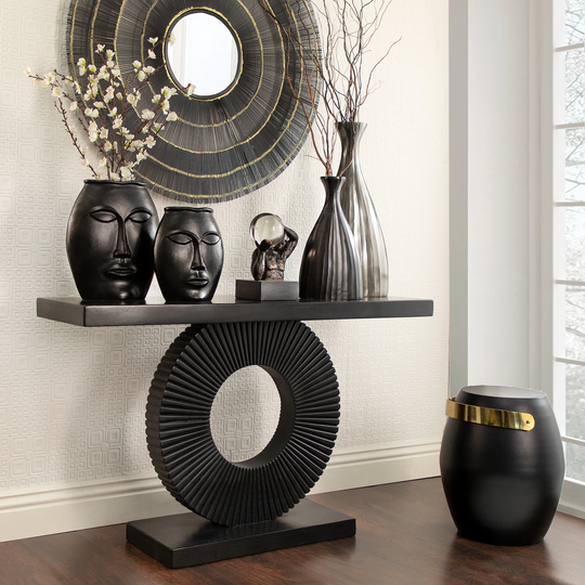 18"h Metal Barrel Accent Table, Black 18.0"H - 15.75" x 15.75" x 18.0"