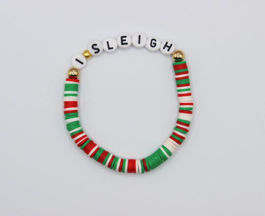 I Sleigh Heishi Bead Christmas Bracelet