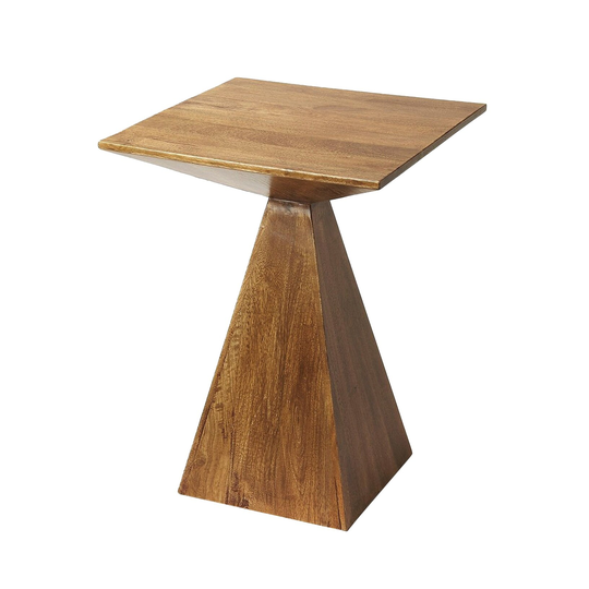 Offex Titus Modern Wood End Table with Pyramid Base - Light Brown - 18"L x 18"W x 24"H.