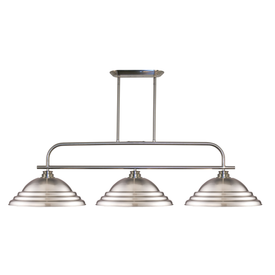 Avery Home Lighting Brushed Nickel with Stepped Brushed Nickel Shade - Steel 3-light Island/Billiard Light - Brushed nickel