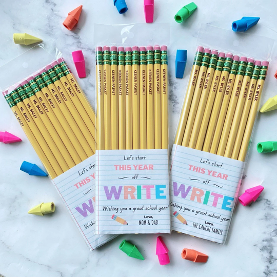 Custom Name Laser Engraved Pencils - Let's Start The Year Off Right Happy 1St First Day Of School Back To Yellow #2 Pencil Gift