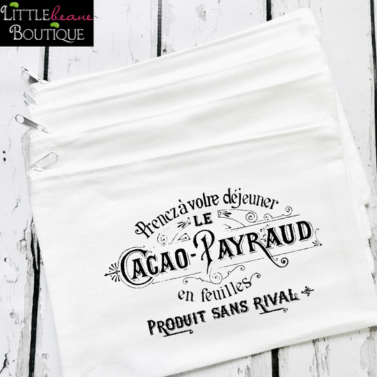 French Makeup Bag - Vintage Advertisment Zipper Pouch Pencil Change Purse Accessories Bag- Personalized Gifts