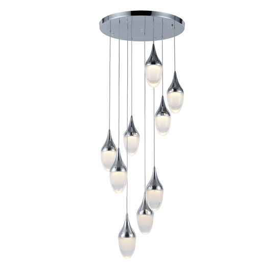 Droplet 22.5-Watt Chrome Finish LED 3000K Clear Multi Light Pendant Medium - Medium Pendant
