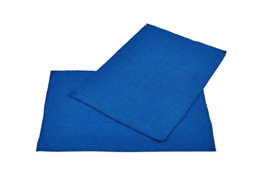 Blue Placemats Jute Table Mat Rustic Farmhouse Kitchen Outdoor Dining Decor, Finished Edges, 18x12 Inch