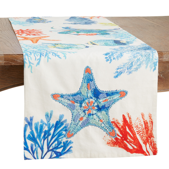 Sea Life Design Multicolor Table Runner - 16"x72"