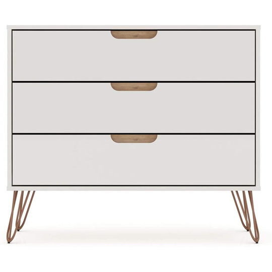 Manhattan Comfort Rockefeller Modern 3 Drawer Storage Dresser, Off White/Natural