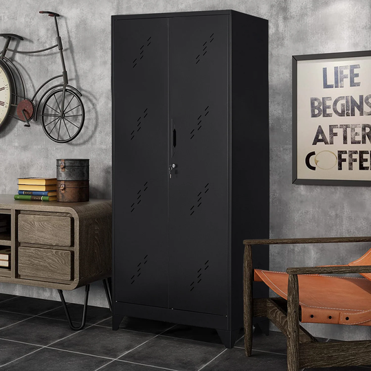 76" Metal Locker Garage Storage Cabinet with Handing Rod