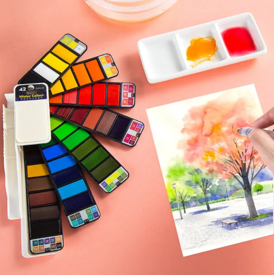 Watercolor Kit - Water Color Paint Set Travel Painting Supplies Colour Pallete Painter Gifts Aquarelle Art