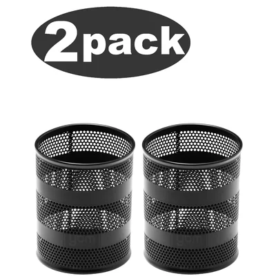 Round Desk Steel Mesh Markers Pencil Pen Cup Holder