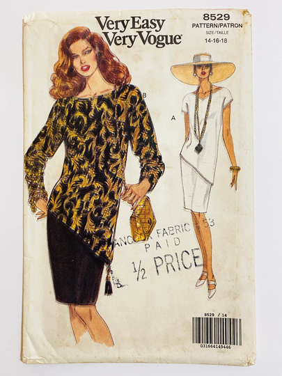 Butterick 7565 Bust 36" 38" 40" Vintage 1990S Sewing Pattern 1992 90S Assymetical Top Blouse Pencil Skirt
