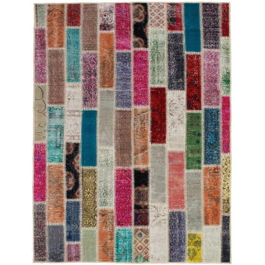 ECARPETGALLERY Hand-knotted Color Transition Patchwork Multi Wool Rug - 5'1 x 7'5