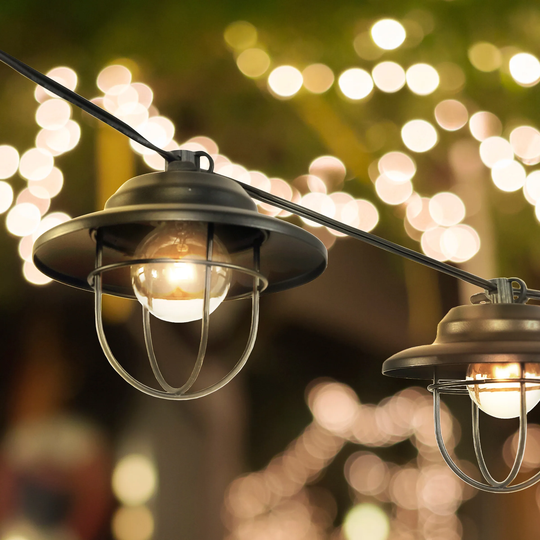 10-Light Indoor/Outdoor 10 ft G40 Metal Cage Shade String Lights by JONATHAN Y