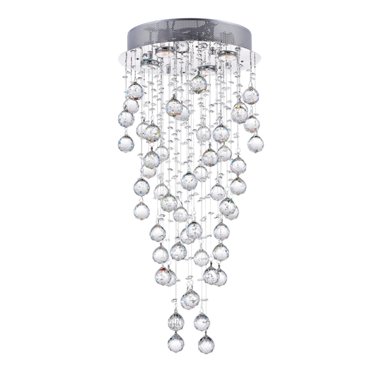 Guisseppe Lighting Four Light Flush Mount Rain Drop Chrome - Exact Size