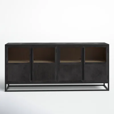 Claudine 80.0l X 17.0w X 36.0h Dark Wood W/black Metal Frame Sideboard