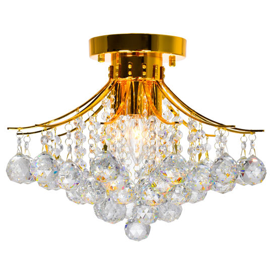 4 Light Flush Mount with Gold Finish