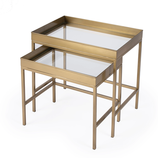 Lenny Gold 2 Piece Glass Nesting Tables