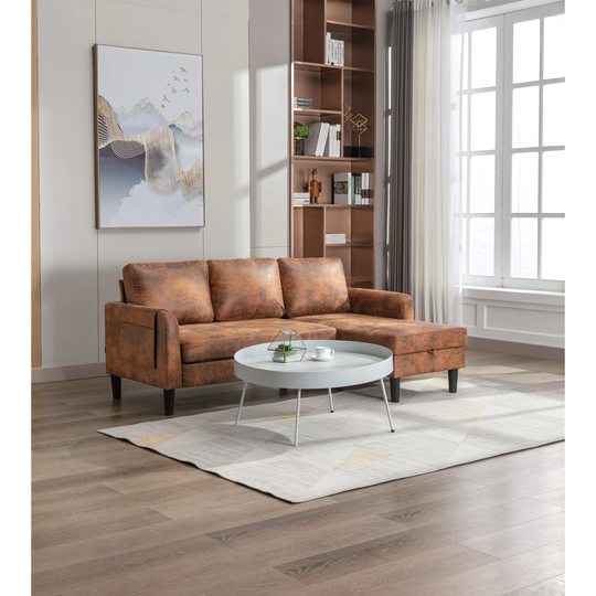 Sectional Sofa, Microfiber Fabric Recliner Sleeper Sofa with Storage Convertible Chaise Sofa Bed, Lounge Couch for Living Room