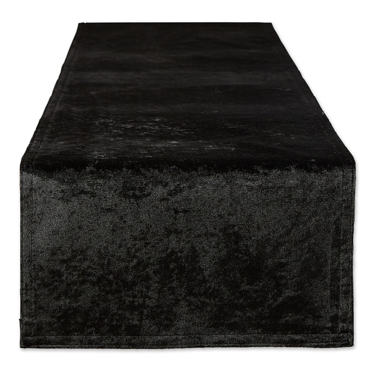108" Solid Black Velvet Rectangular Table Runner