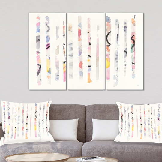 Designart 'Multi-Color Geometric Bars' Modern Transitional Gallery-wrapped Canvas