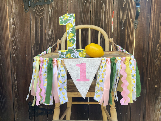 High Chair Banner, 1st Birthday, 1st Birthday Banner, First Birthday, Lemon Banner, Lemon Theme, Pink Lemonade, Garland, Photo Prop