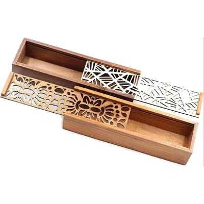 2 PCS Wood Pencil Case Jewelry Storage Box Creative Elegant Wooden Organizer Drawer Stationery School Gifts