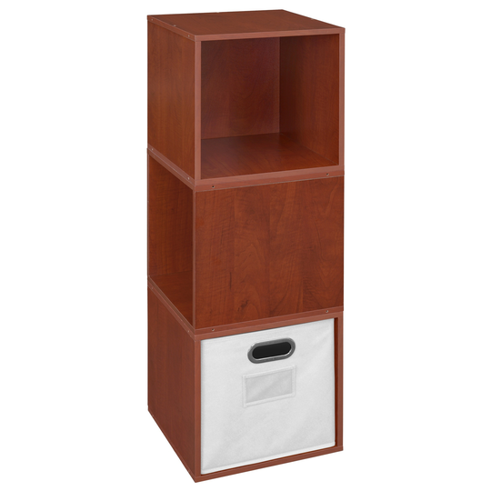 Noble Connect Storage Set - 3 Cubes and 1 Canvas Bin- Cherry/White