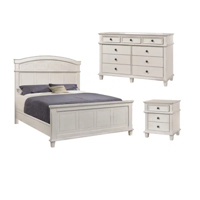 Salinas Antique White 3-Piece Panel Queen Bedroom Set with Dresser