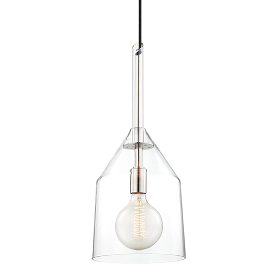 Mitzi by Hudson Valley Sloan 1-light Polished Nickel Large Pendant, Clear Glass