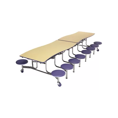 Mobile 145" x 60" Rectangular Stool Cafeteria Table