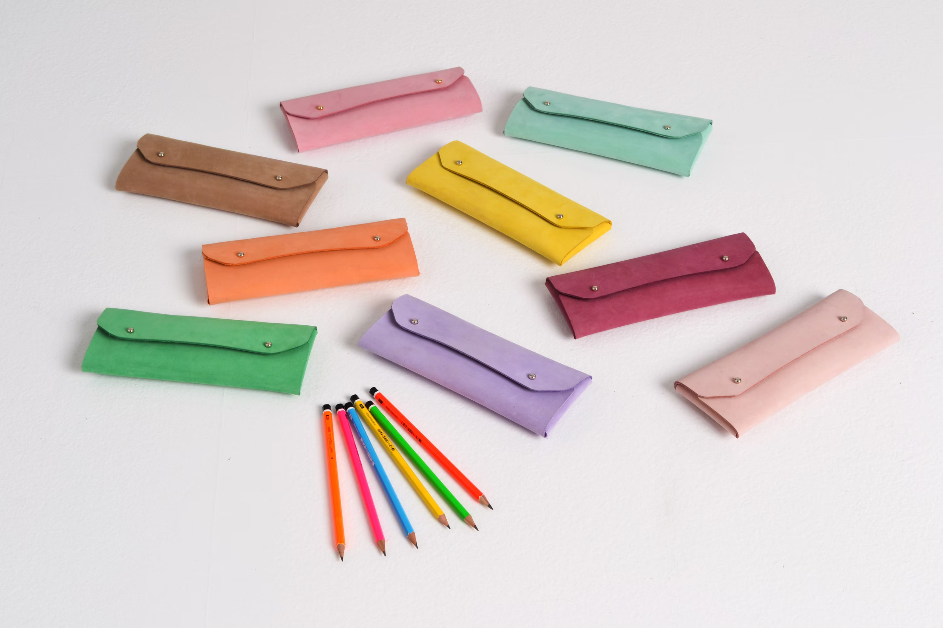 Nubuck Leather Pen Case/Leather Pencil Makeup Bag Christmas Gift