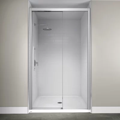 48" x 76" Single Sliding Semi-Frameless Shower Door with Soft-Close Technology