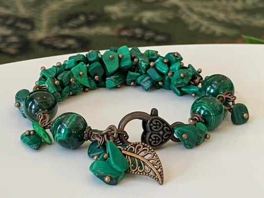 Malachite Bracelet, Genuine Gemstone Natural Bead Bracelet For Women, Men