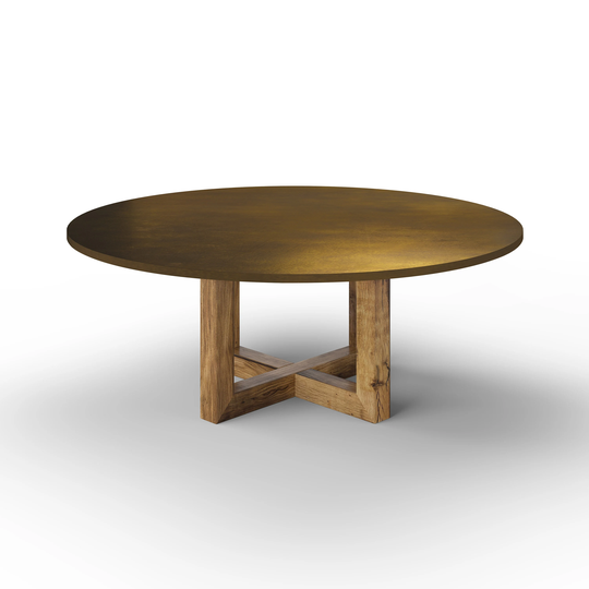 The Winston Brass Top Dining Table With Metal Base